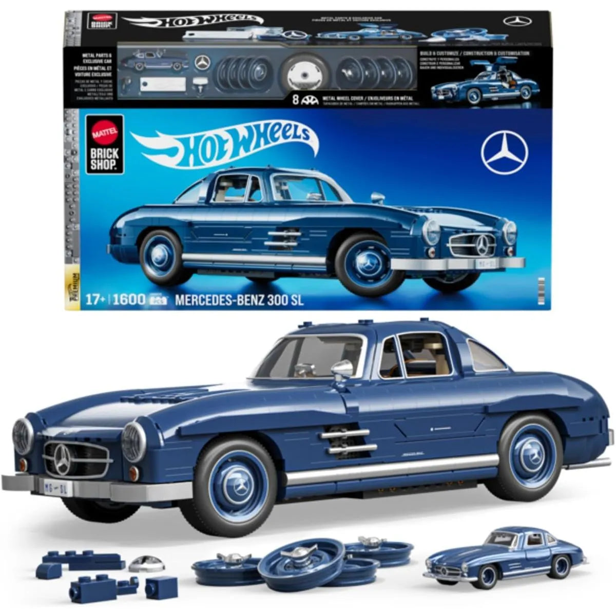 Mattel Brick Shop Hot Wheels Mercedes-Benz 300 SL – Auto de Construcción Premium Escala 1:12