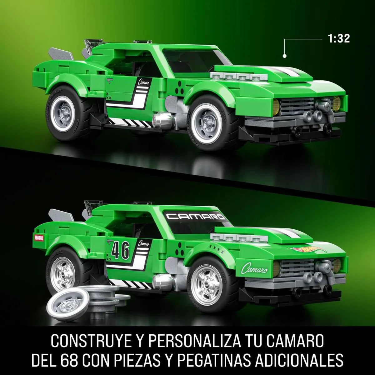 Mattel Brick Shop Hot Wheels Custom ’68 Camaro – Auto de Construcción Escala 1:32