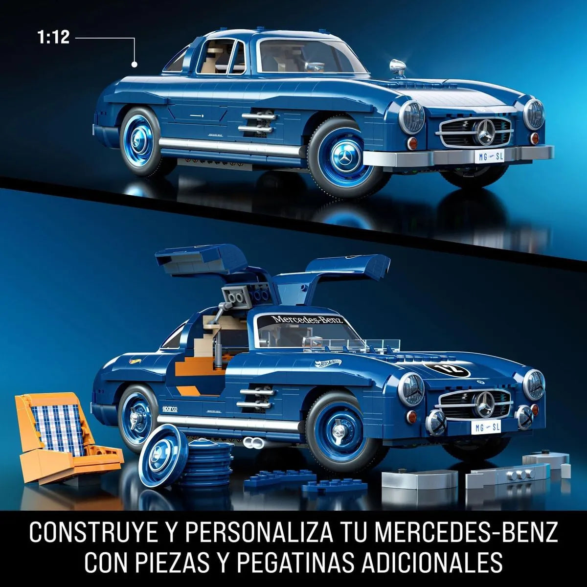 Mattel Brick Shop Hot Wheels Mercedes-Benz 300 SL – Auto de Construcción Premium Escala 1:12