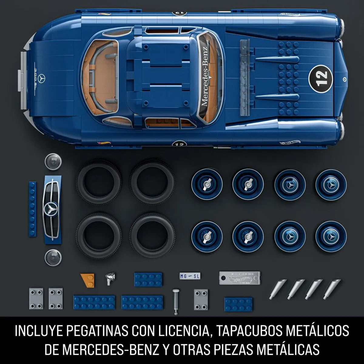Mattel Brick Shop Hot Wheels Mercedes-Benz 300 SL – Auto de Construcción Premium Escala 1:12