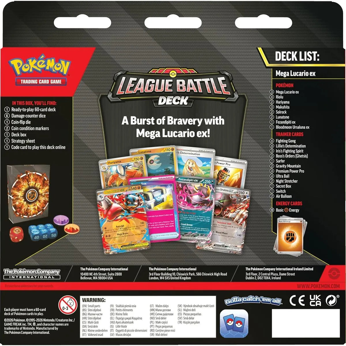 Pokémon TCG Mega Lucario League Battle Deck – Mazo de Combate en Inglés
