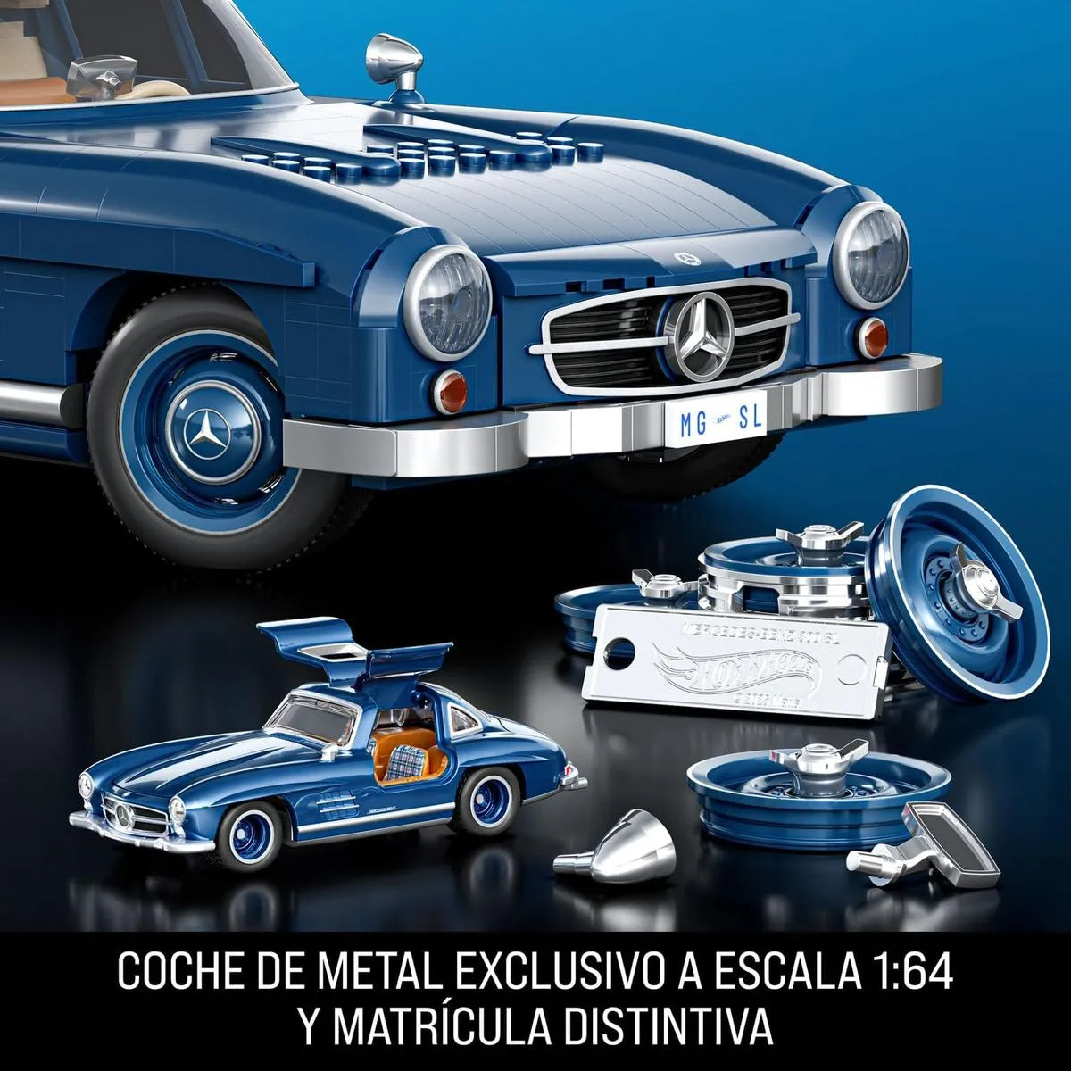 Mattel Brick Shop Hot Wheels Mercedes-Benz 300 SL – Auto de Construcción Premium Escala 1:12