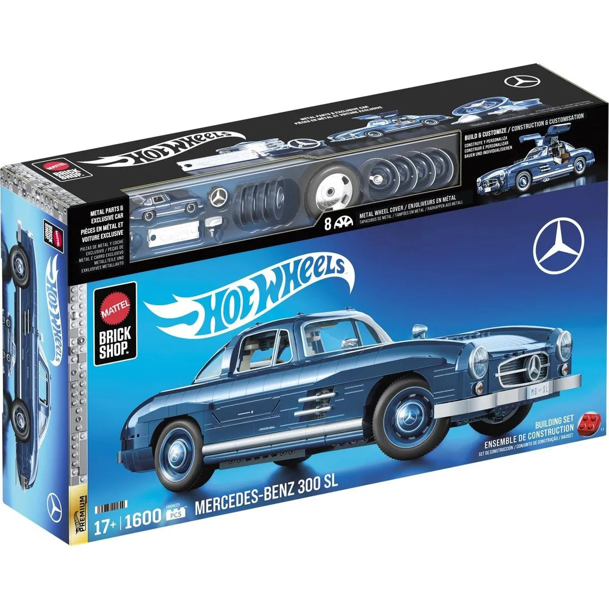 Mattel Brick Shop Hot Wheels Mercedes-Benz 300 SL – Auto de Construcción Premium Escala 1:12