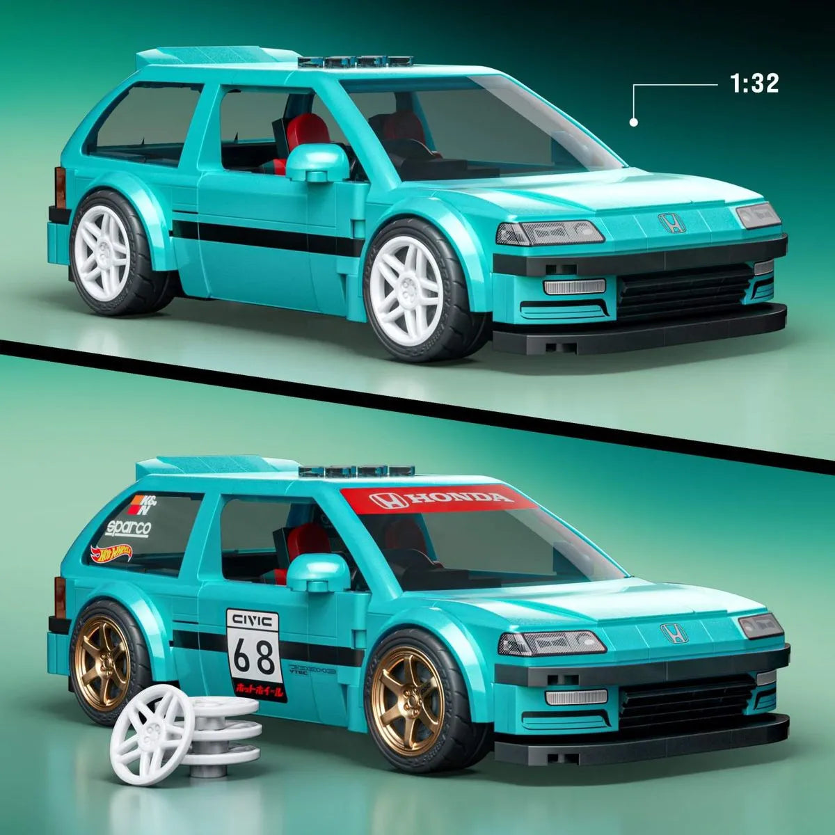 Mattel Brick Shop Hot Wheels Speed Honda Civic EF 1990 – Escala 1:32